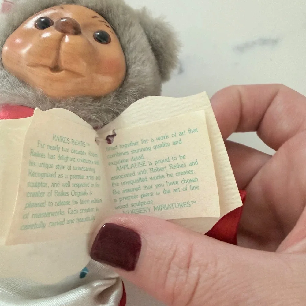 Robert Raikes Bears USA Olympic Wood Face Plush Nursery‎ Miniatures Grey 7in
